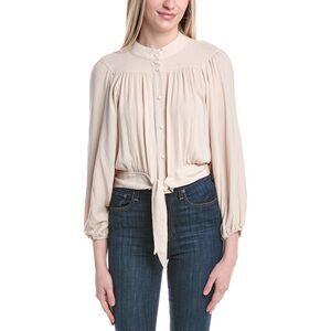 Luxe Always Womens  Blouson Top, Tan